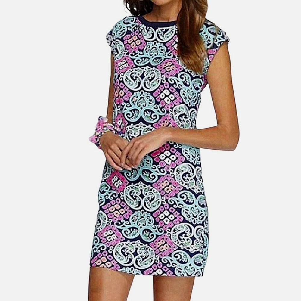 NWOT Lilly Pulitzer Rare Behind The Gate Robyn Mini Dress Pink Blue Retro Size S - Picture 13 of 13